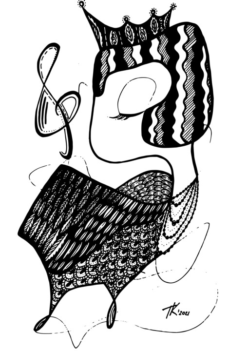 Dibujo titulada "Muse" por Tetiana Kramarenko, Obra de arte original, Rotulador