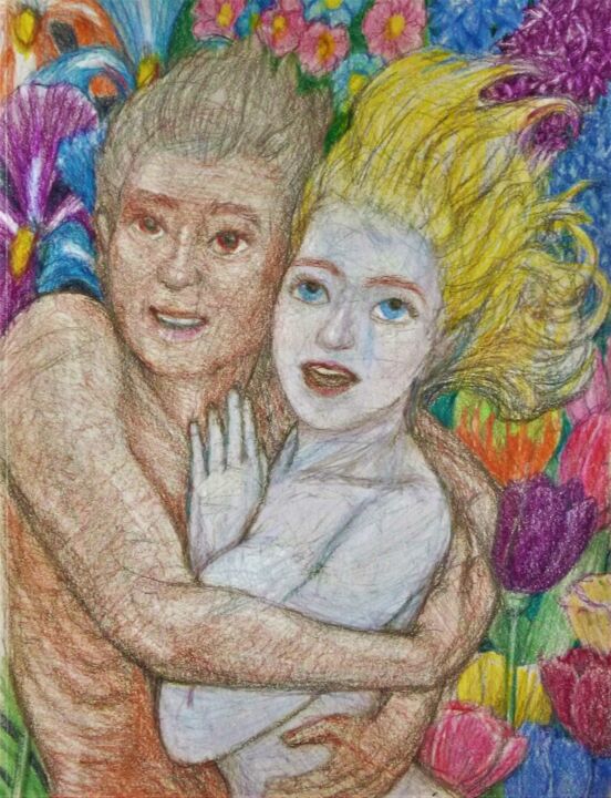 Drawing titled "Spring Love" by Edwin Loftus, Original Artwork, Pencil Mounted on Other rigid panel