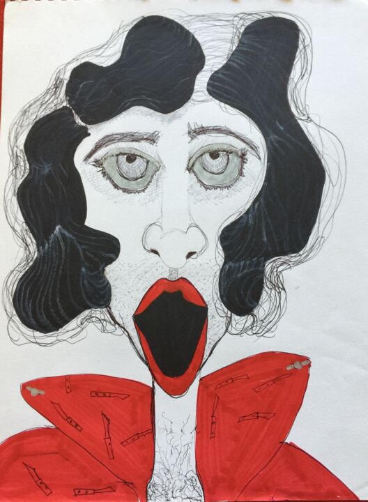 Drawing titled "Juanito Cuchillos" by Coco Reyes, Original Artwork, Ink