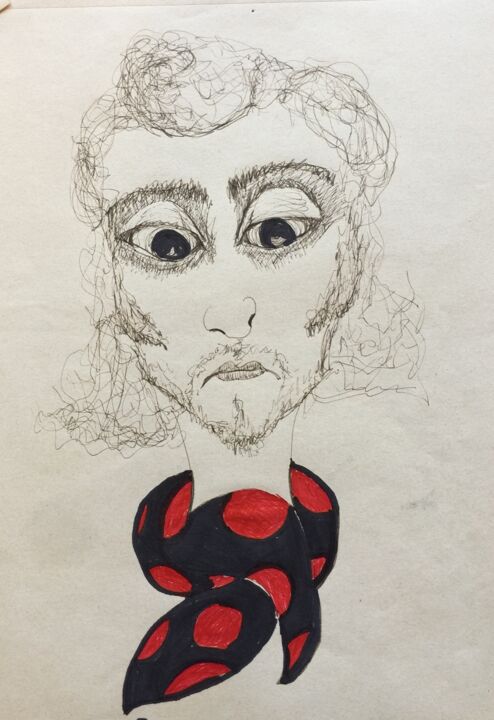 Drawing titled "Pañuelo de lunares" by Coco Reyes, Original Artwork, Marker