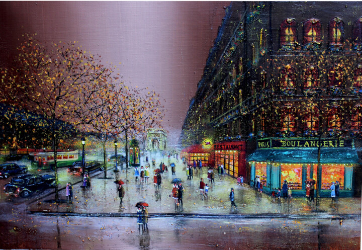 Peinture intitulée "Les champs-Elysées" par Elika Dessapt, Œuvre d'art originale, Acrylique