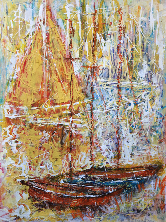 Drawing titled "Noon in the Bay" by Rakhmet Redzhepov, Original Artwork, Acrylic