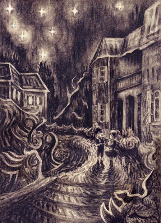 Starry Night in Rokkenjima 图画, 11.8x8.3 in