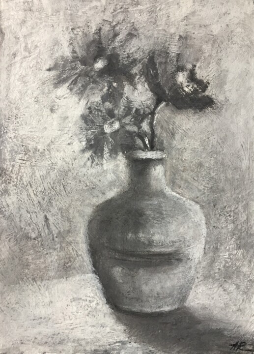 Drawing titled "Autumn Bouquet char…" by Lena Ru, Original Artwork, Charcoal