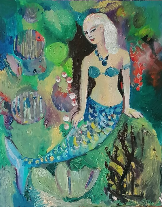 Peinture intitulée "Sirène blonde" par Valérie Blum (Valery), Œuvre d'art originale, Acrylique