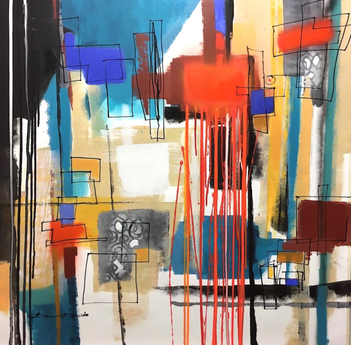 Painting titled "Abstraction complém…" by Dam Domido, Original Artwork, Acrylic