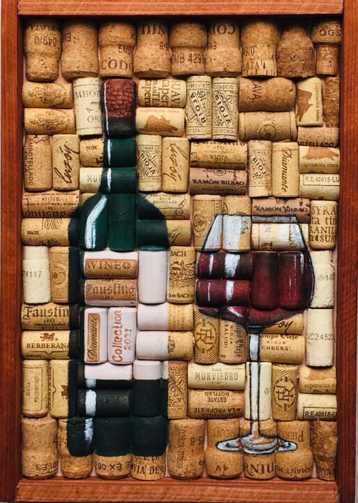 Sculptuur getiteld "Wine lover" door Oksana Kovalenkova (PerlaD’Arte), Origineel Kunstwerk, Hout