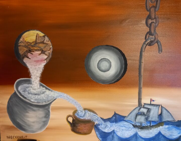 Pintura intitulada "Eau vive" por Daniel Nobécourt, Obras de arte originais, Óleo