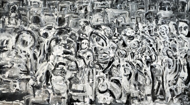 Painting titled "Townscape Brooklyn" by Andrew Walaszek, Original Artwork, Acrylic