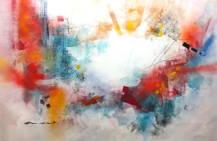 Painting titled "Symphonie en turquo…" by Dam Domido, Original Artwork, Acrylic