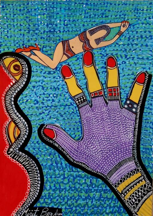 Women breaking barriers. Modern artist Mirit Ben-Nun 绘画, 13.8x9.8 in