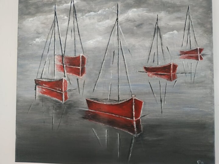 Painting titled "les regates" by Patricia Poulot, Original Artwork, Acrylic