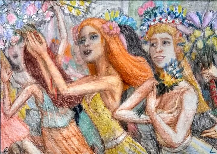 The Festival of the Maidens, year 2520 图画, 6x8 in