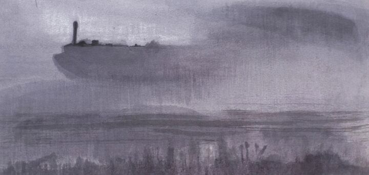 Dessin intitulée "Temps Dérivant" par Luce, Œuvre d'art originale, Encre
