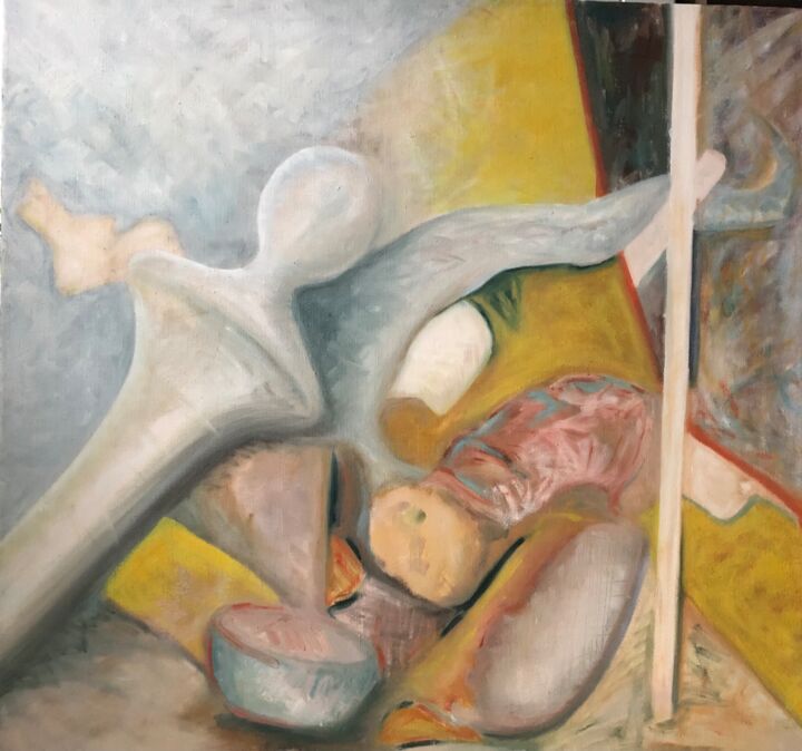 Painting titled "Stilleven" by Madeleine Van Drunen, Original Artwork, Oil