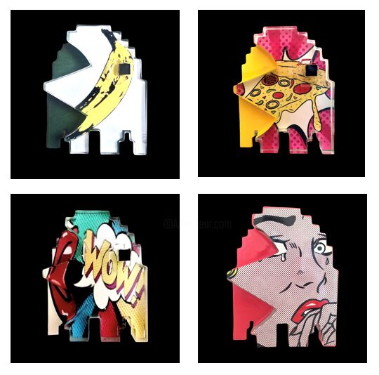 Art-cade Bites Pop Art Score 001 - MixPIx Printmaking, 15.8x15.8 in