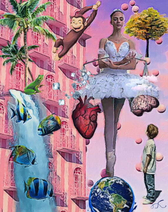 Balancing act 绘画, 59.1x52 in