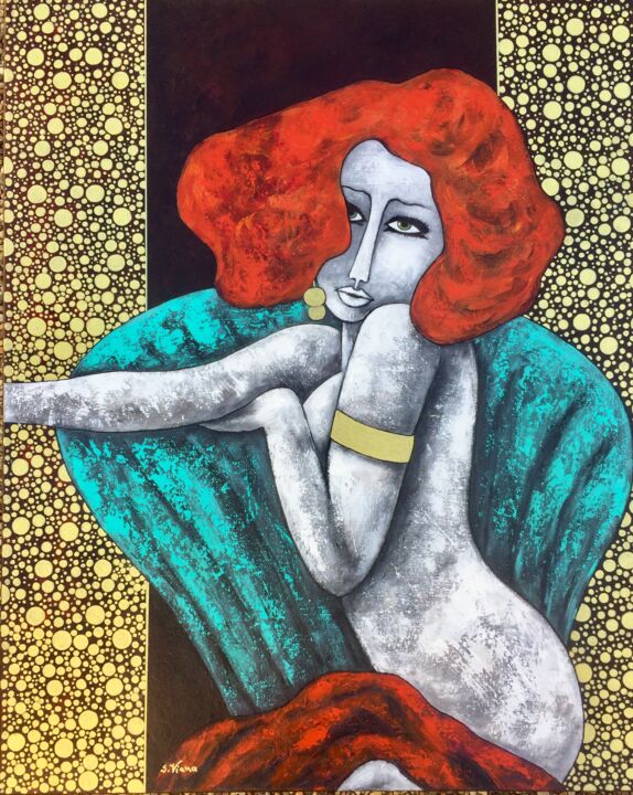 Peinture intitulée "Lucrèce 1" par Salette Viana, Œuvre d'art originale, Acrylique Monté sur Châssis en bois
