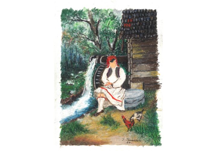 Painting titled "Croatian village wo…" by Dario Kramaric, Original Artwork, Pastel