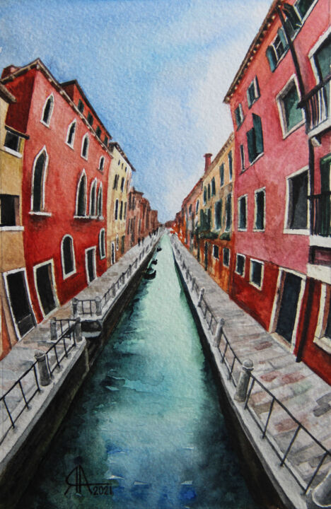 Картина под названием "Venice in february" - Артём Яворский, Подлинное произведение искусства, Акварель