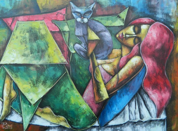 AFTERNOON WITH FRIEND 绘画, 23.6x31.5 in
