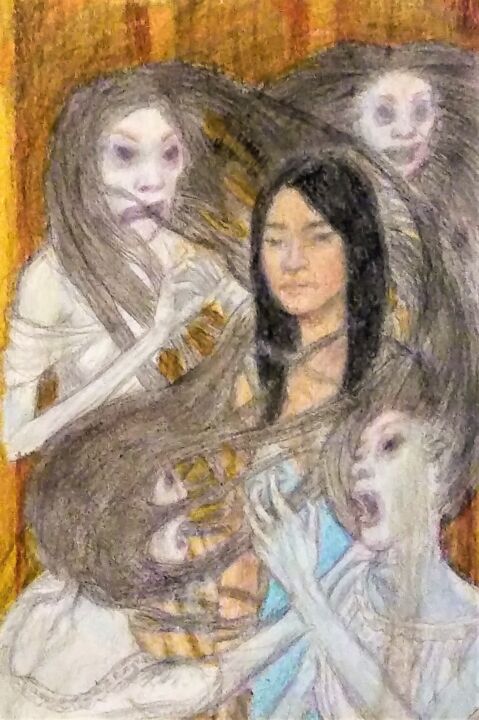 Fujikawa Harassed by Onryo 图画, 8x6 in