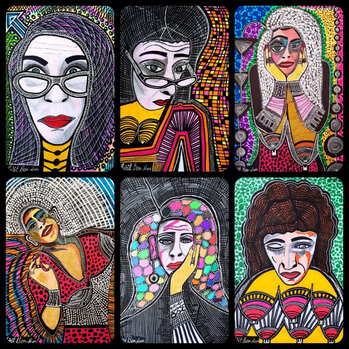 Female empowerment original portraits. Mirit Ben-Nun 绘画, 13.8x13.8 in