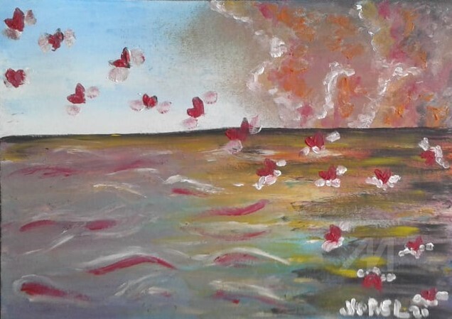 Haut les coeurs 绘画, 8.3x11.8 in