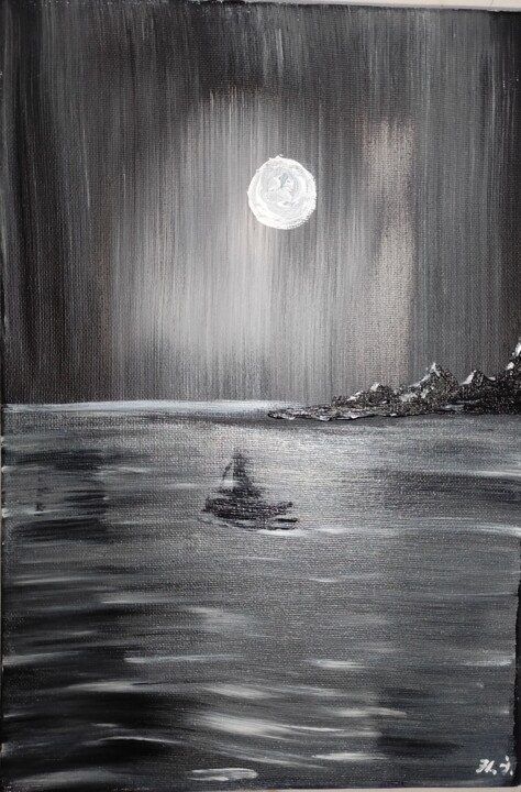 Malerei mit dem Titel "Тень корабля" von Natalia Ivanova, Original-Kunstwerk, Acryl Auf Keilrahmen aus Holz montiert