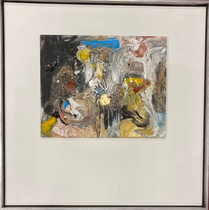 Schilderij getiteld "Life" door Rob Koedijk, Origineel Kunstwerk, Collages Gemonteerd op Glas