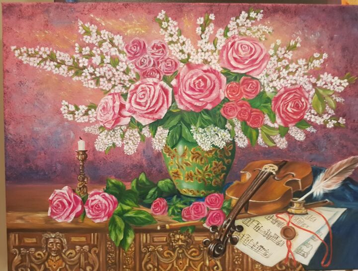 "With violin" 绘画, 18x24 in