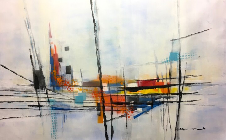 Painting titled "Lost in the fog" by Dam Domido, Original Artwork, Acrylic