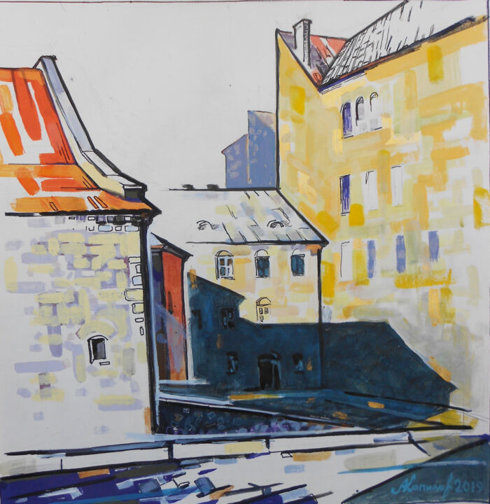 OLD COURTYARD 绘画, 13x13 in