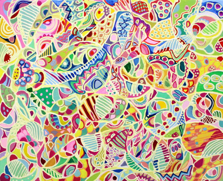 Pintura intitulada "135. Sweet dreams,…" por Veera Zukova, Obras de arte originais, Acrílico Montado em Armação em madeira