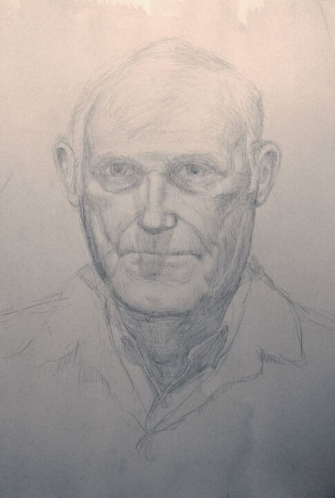 Portrait of an Old Man Drawing, 12x9 in