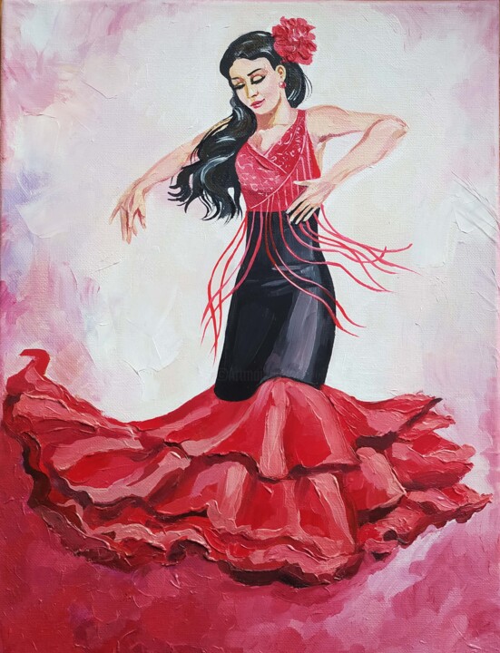 “Spanish dancer. Flamenco dance ” 绘画, 15.8x11.8 in