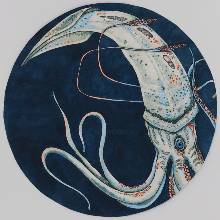 Оcean(squid) 图画, 7.8x7.8 in