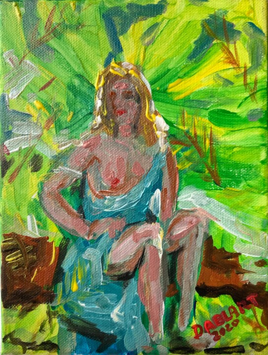 Dans la jungle 绘画, 9.5x7.1 in