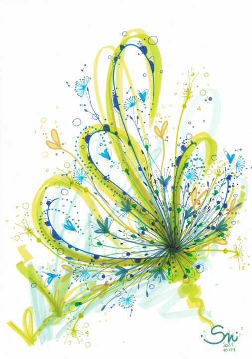 Drawing titled "Energie verte" by Nadine Stoeltzlen, Original Artwork, Marker