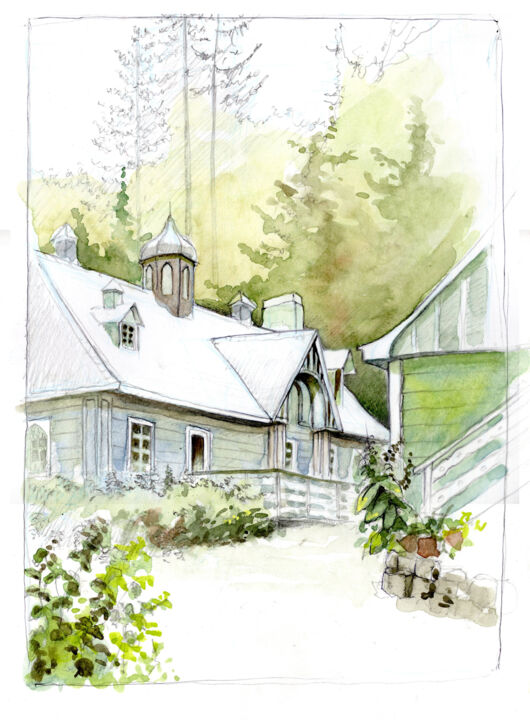 Drawing titled "Domaine Joly (Lotbi…" by Fabrice Boulanger, Original Artwork, Watercolor