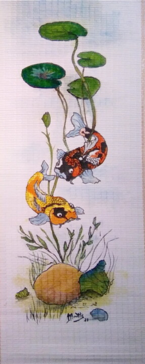 Poissons KOÏ... 绘画, 30.7x12.6 in