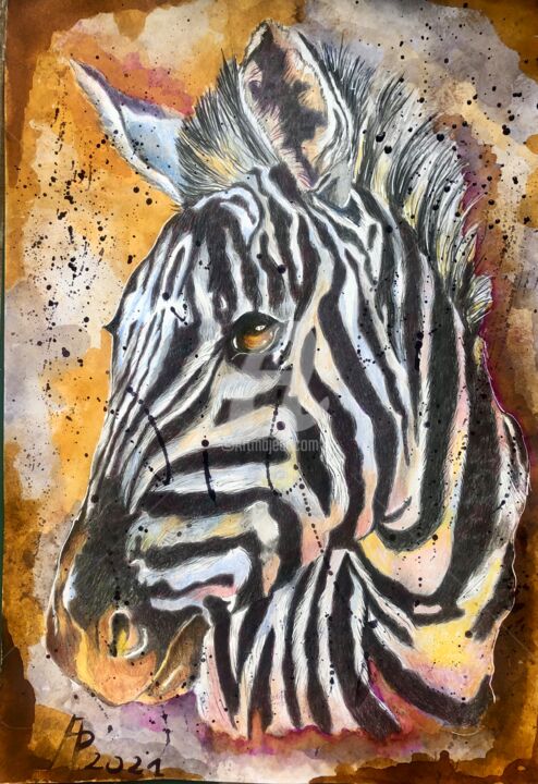 Le Zèbre 绘画, 16.5x11.4 in