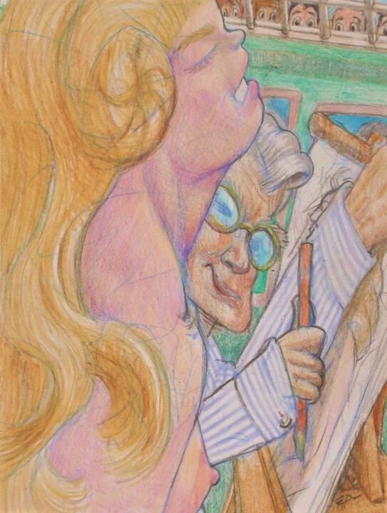 The Artist at Work 12, The Model and the Naughty Boys 图画, 12x9 in