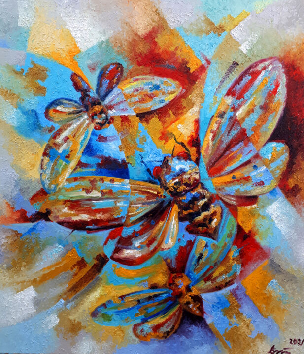 Cicadas 绘画, 27.6x23.6 in