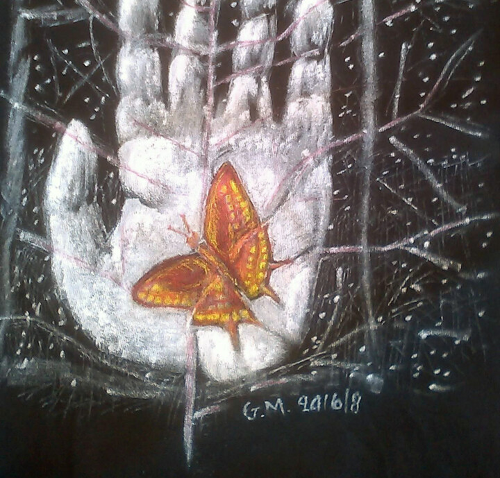 Επαφή με την πεταλούδα 图画, 5.5x4.8 in