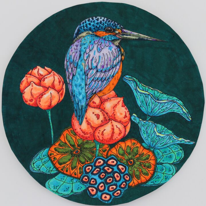 Bird kingfisher 1 图画, 7.8x7.8 in