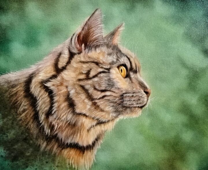 Kitten huile sur toile format 38/46 cm 绘画, 15x18.1 in