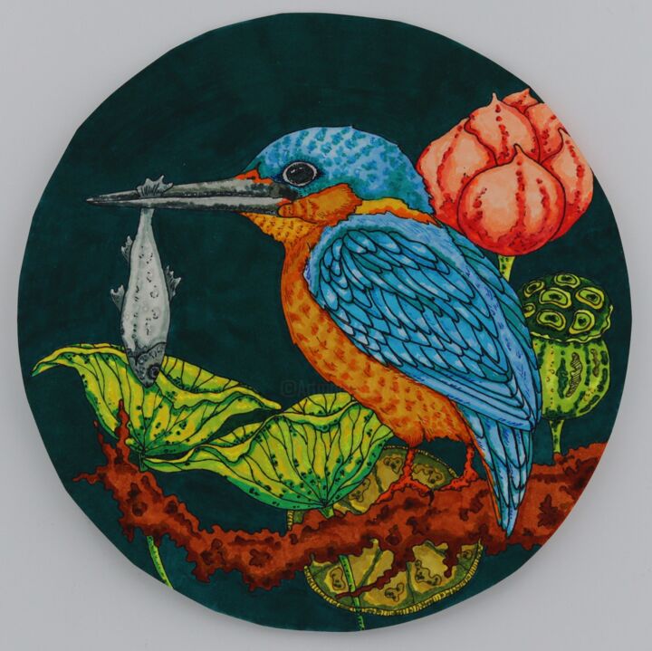 Bird kingfisher 2 图画, 7.8x7.8 in