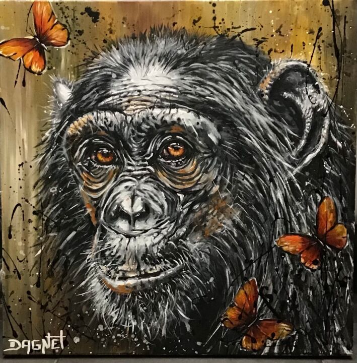 Dreamy monkey butterfly 绘画, 23.6x23.6 in