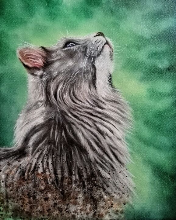 Chat huile format 33/41 cm 绘画, 16.1x13 in